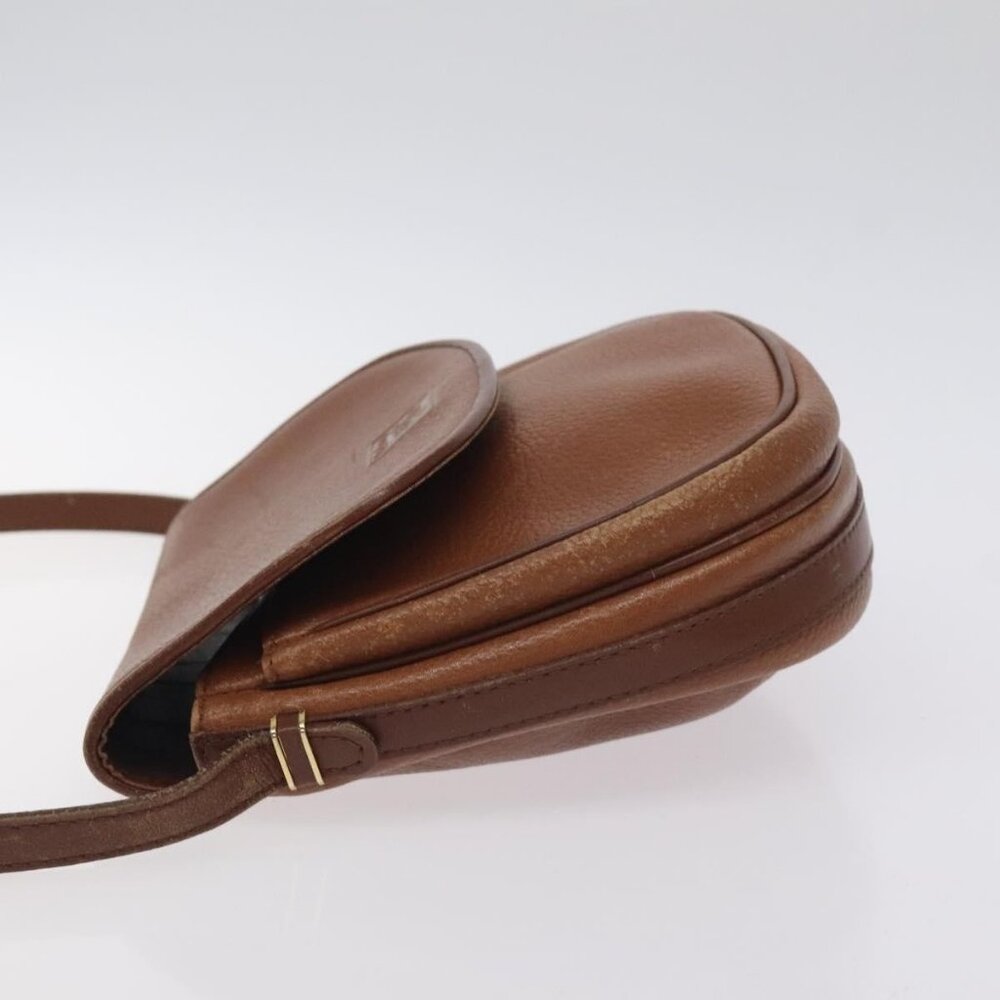 Authentic BURBERRY Shoulder Bag Leather Brown Gold - Picture 11 of 16